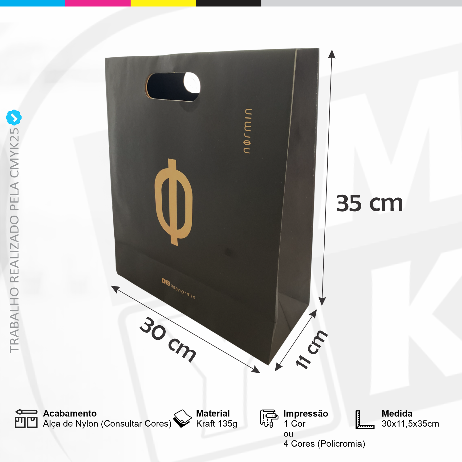 Sacola M – Retrato – Kraft – 30×11,5x35cm – 02